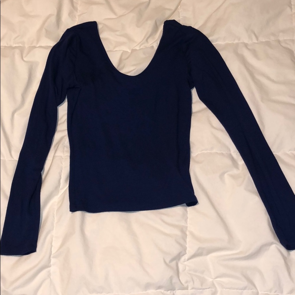 Express blue scoop neck long sleeve tee